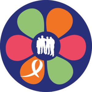 Brian's Cause Event Logo - Colorful Flower Petals with a Blue Circular Background
